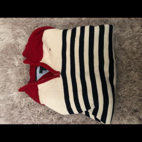 Tommy Hilfiger Sweater Red Blue & White Stripes - Picture 6 of 7